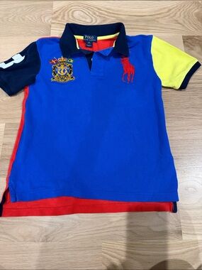 Polo by Ralph Lauren Blue Polo Shirt with Red, Yellow & Navy Accents